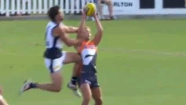 Video: AFL player Buntine didn’t like it after being rocked by Casboult