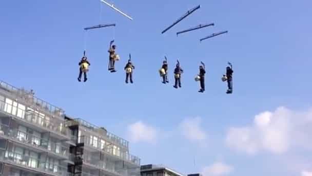 Video: Drummers take to the skies in Dublin today