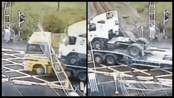 Irish Rail releases footage of lorry crashing through level crossing on Thursday morning