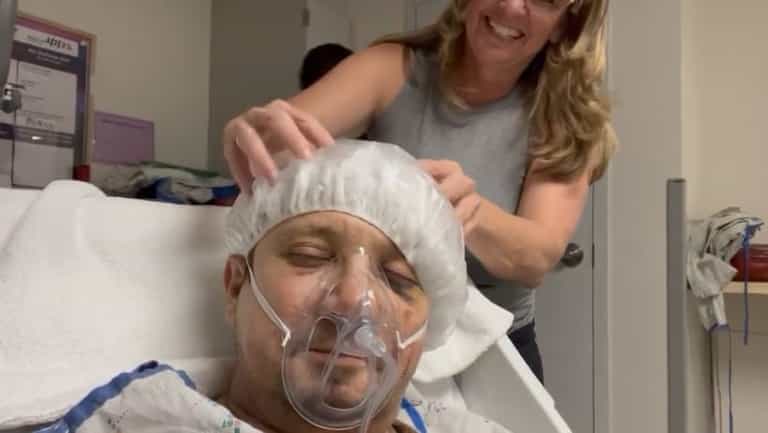 Jeremy Renner posts first video update since snowploughing accident