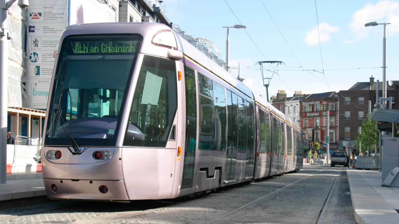 Luas suspended in Dublin city centre