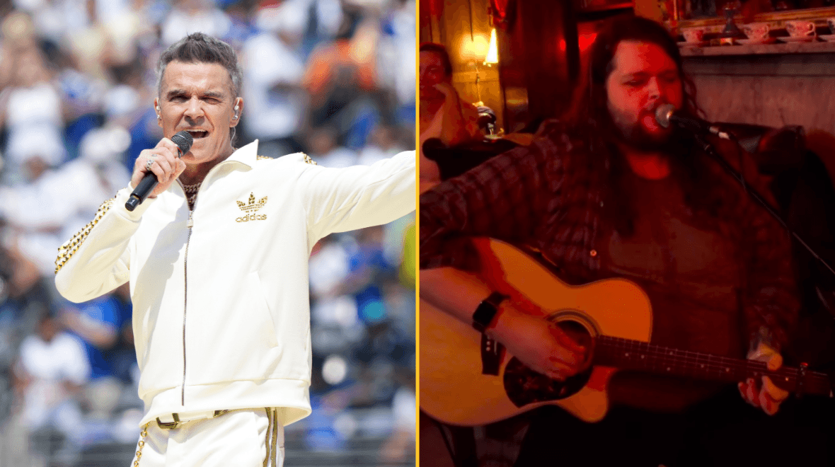 Robbie Williams brings Garron Noone onstage at Croke Park gig