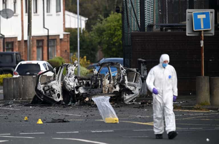 Car bomb detonated outside Belfast police station ‘was sent to kill officers’