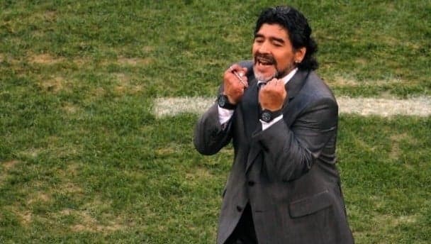 Maradona planning tactics for his newborn son, Messi junior and Aguero junior.