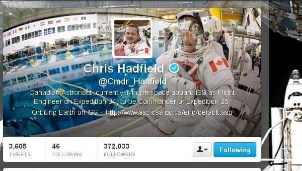 Pic: Astronaut Chris Hadfield plays a tune with The Chieftans from space