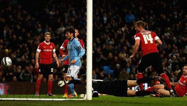 Video: David Silva whacks himself in the face during Barnsley rout