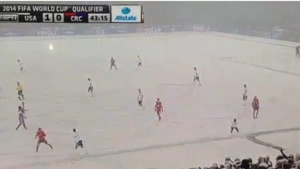 Video: It was a bit snowy at the USA v Costa Rica game last night