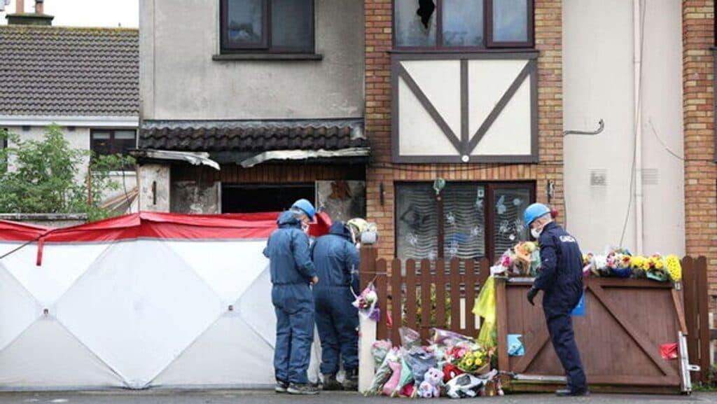The scene of the fatal house fire in Birchwood, Waterford, where four members of a family died
