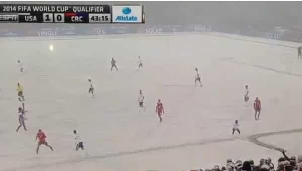 Video: It was a bit snowy at the USA v Costa Rica game last night Video: It was a bit snowy at the USA v Costa Rica game last night