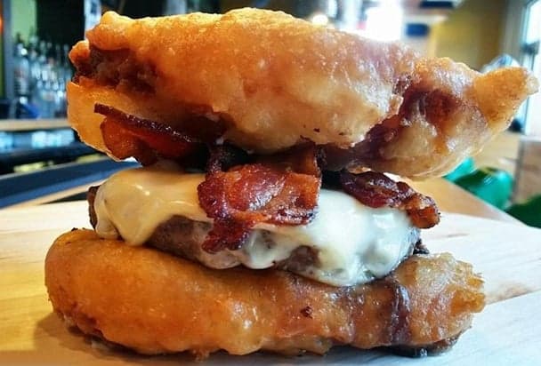 Pic: Anyone for the 1,100 calorie burger that is dinner and desert rolled into one? Pic: Anyone for the 1,100 calorie burger that is dinner and desert rolled into one?