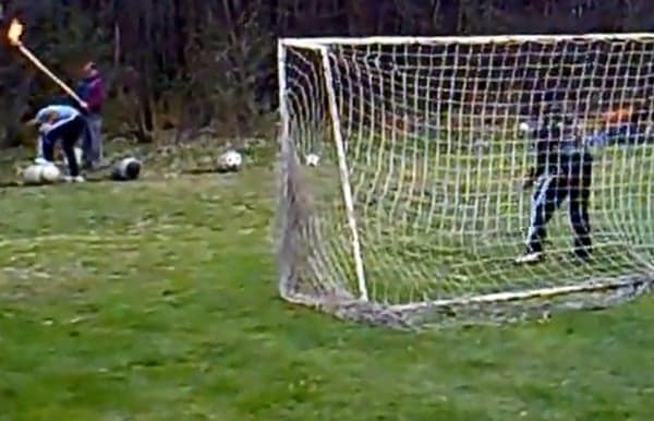 Video: Slovenian team fire footballs from canons on goal for goalkeeping practise Video: Slovenian team fire footballs from canons on goal for goalkeeping practise