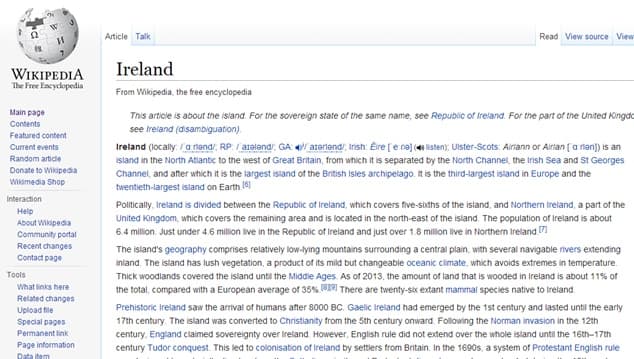 ‘Ireland’ is the 88th most edited page on Wikipedia, just behind Chelsea and above World War I ‘Ireland’ is the 88th most edited page on Wikipedia, just behind Chelsea and above World War I