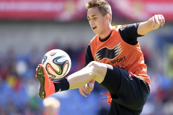 Video: Adnan Januzaj scores a belter of a strike past Thibaut Courtois at Belgian training Video: Adnan Januzaj scores a belter of a strike past Thibaut Courtois at Belgian training