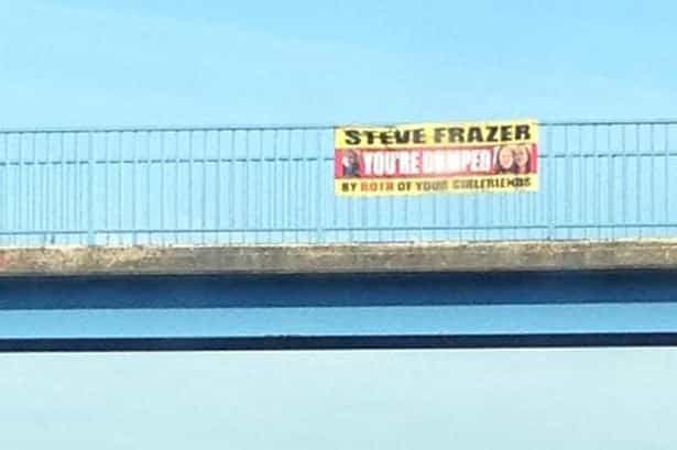 Pics: Man in Newcastle gets dumped by BOTH his girlfriends via banner hung over motorway Pics: Man in Newcastle gets dumped by BOTH his girlfriends via banner hung over motorway