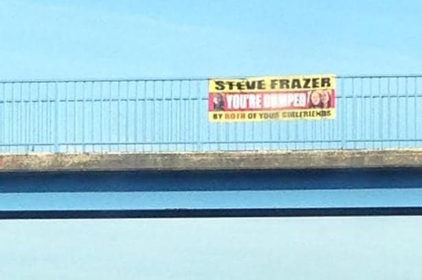 Pics: Man in Newcastle gets dumped by BOTH his girlfriends via banner hung over motorway Pics: Man in Newcastle gets dumped by BOTH his girlfriends via banner hung over motorway