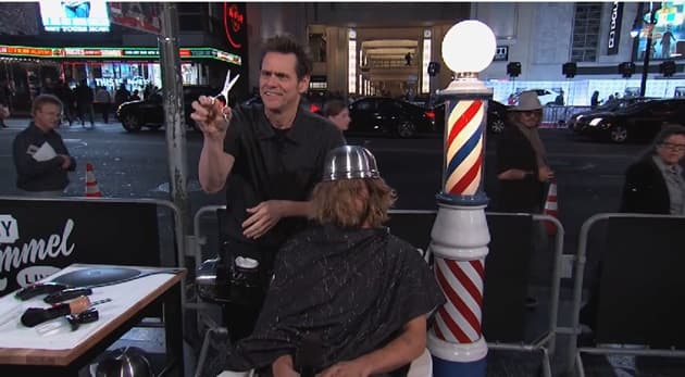Video: Jim Carrey gives bowl cuts to complete strangers on Kimmel Video: Jim Carrey gives bowl cuts to complete strangers on Kimmel