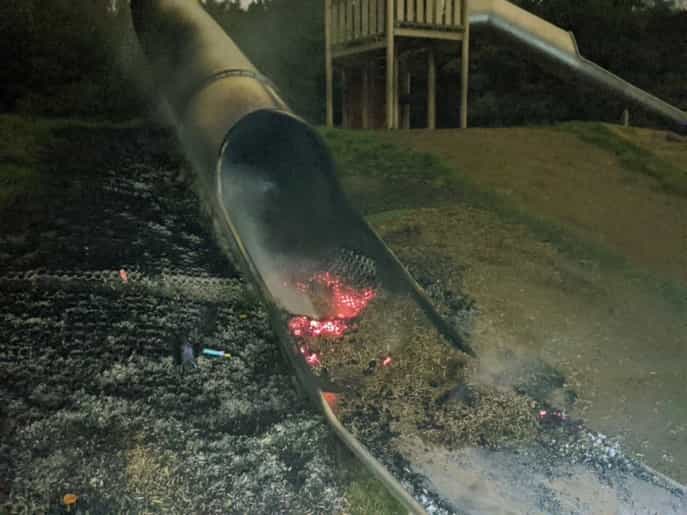 Council hits out at “absolute disgrace” as slide set on fire in south county Dublin Council hits out at “absolute disgrace” as slide set on fire in south county Dublin