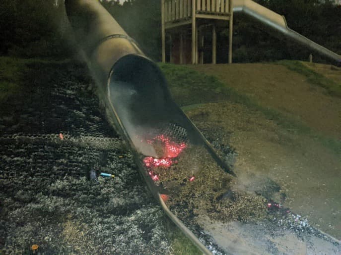 Council hits out at “absolute disgrace” as slide set on fire in south county Dublin Council hits out at “absolute disgrace” as slide set on fire in south county Dublin