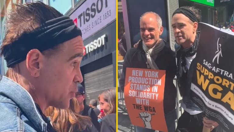 Colin Farrell shows up at picket line to support Hollywood writers strike Colin Farrell shows up at picket line to support Hollywood writers strike