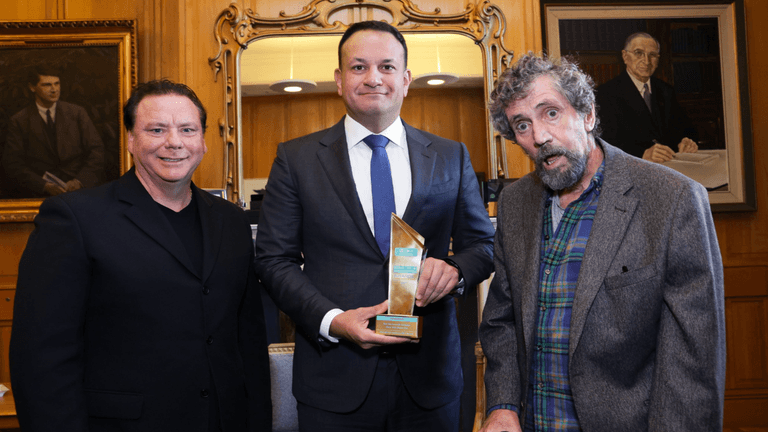 Leo Varadkar presents Charlie Bird with award for his ‘Climb with Charlie’ campaign Leo Varadkar presents Charlie Bird with award for his ‘Climb with Charlie’ campaign