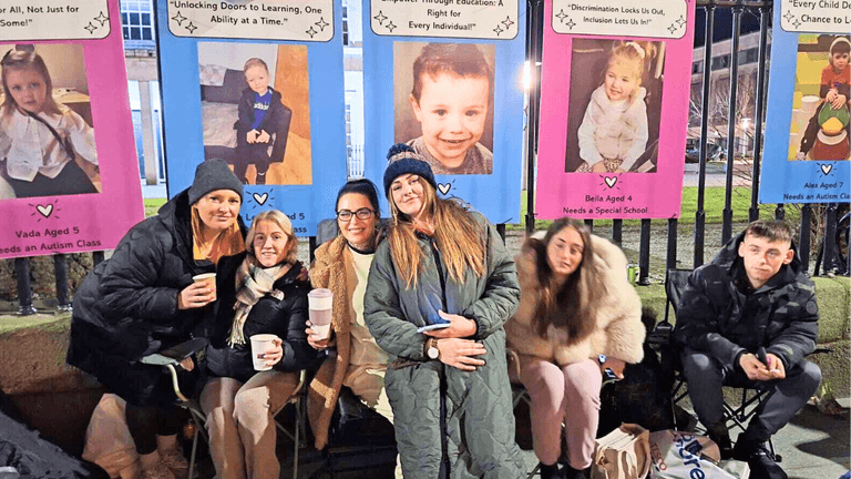Irish parents camp-out overnight to protest lack of special needs school places Irish parents camp-out overnight to protest lack of special needs school places