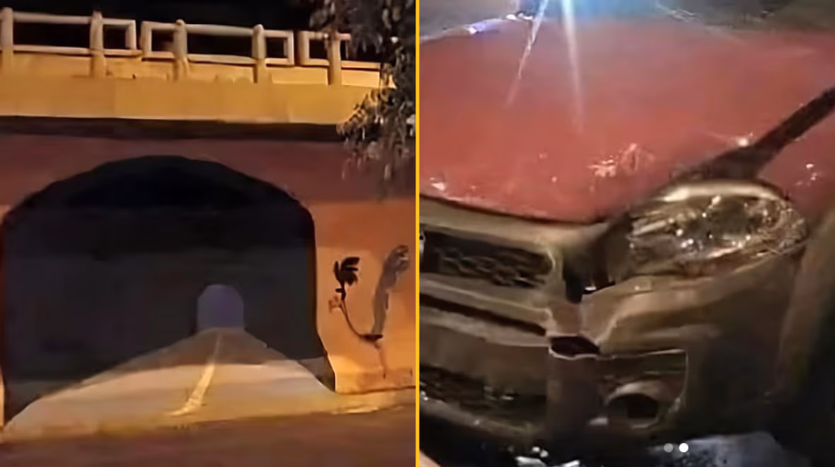 Man causes crash after painting realistic tunnel under bridge