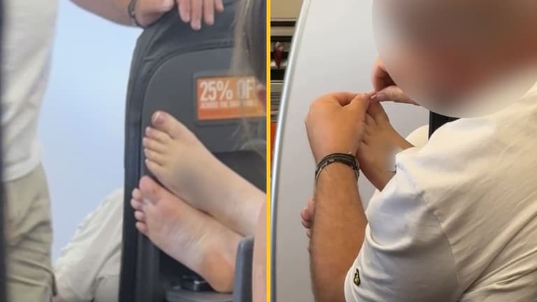 Woman horrified after seeing EasyJet passenger ‘picking dirt out of partner’s toenails’ during flight Woman horrified after seeing EasyJet passenger ‘picking dirt out of partner’s toenails’ during flight