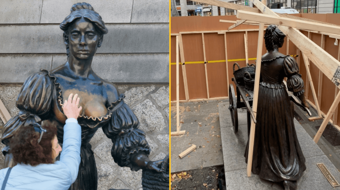 Molly Malone statue boarded up amid controversial touching debate