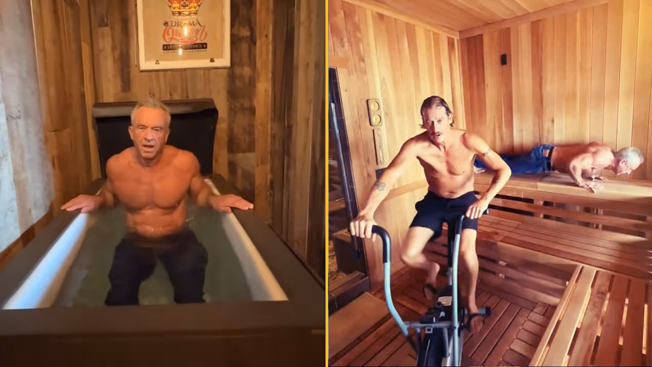Robert F Kennedy Jr jumps into pool in jeans in bizarre video with Kid Rock