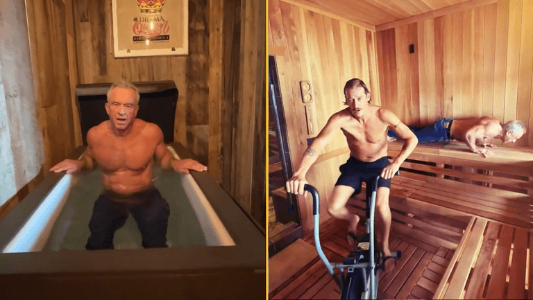 Robert F Kennedy Jr jumps into pool in jeans in bizarre video with Kid Rock Robert F Kennedy Jr jumps into pool in jeans in bizarre video with Kid Rock