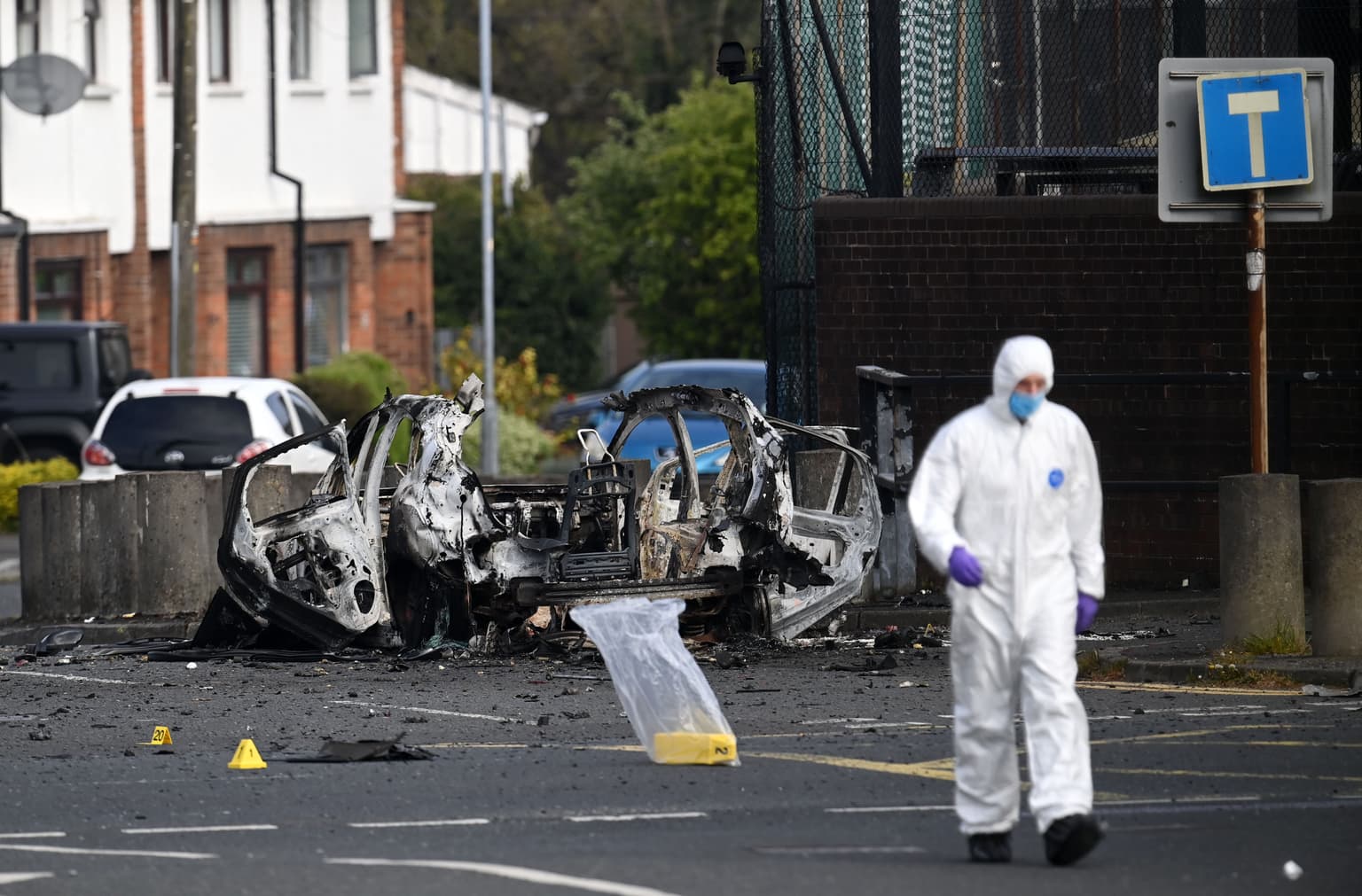 Car bomb detonated outside Belfast police station ‘was sent to kill officers’