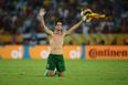 Pic: Tahiti’s keeper removed his shorts for a post-game interview last night