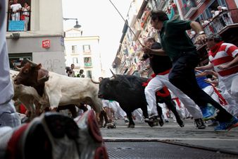 Pic: Man takes a bull horn to the balls in Pamplona