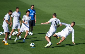 Video: Ronaldo lands a sliding challenge on Bale in training, who nutmegs him in retribution