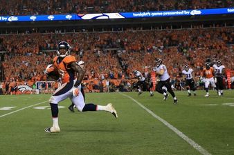 Video: Denver Broncos linebacker learns about the folly of premature celebration the hard way