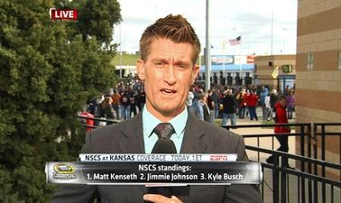 GIF: Young fella tries to photo-bomb ESPN cameras, ends up walking into a wall instead