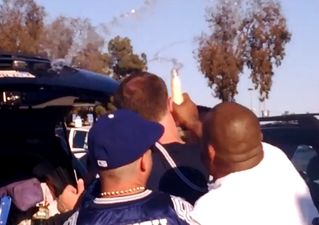 Video: Idiot fans engage in dangerous fight before NFL game