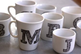 This cup-filled shelf has a special message for Dublin shoppers