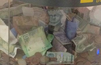 Pic: There’s a couple of punt still in this charity box in Amsterdam