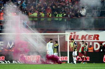 Video: Match abandoned in Turkey as fans throw bricks and flares at players