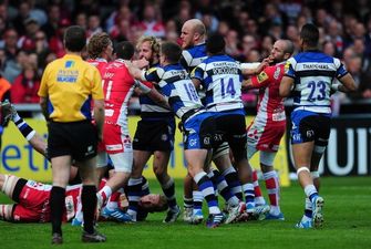 Video: Mass brawl erupts at the end of Gloucester v Bath Aviva Premiership clash