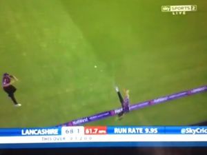 Vine: Two players combine for one of the most outrageous cricket catches you’ll ever see