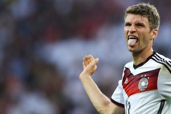 Pic: Nothing to see here, except for Thomas Muller in a dress…