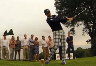 Video: Watch Ian Poulter skim the head off a glass of beer without actually breaking the glass