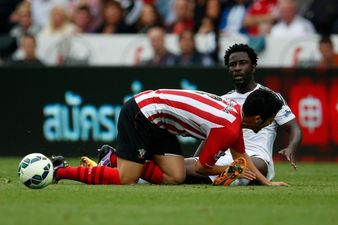 Vine: Look at the face on Wilfried Bony before going into this tackle on Maya Yoshida yesterday
