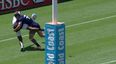 “Not on my time, son!” This is just a great try-saving tackle from the IRB Sevens