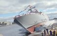 Video: Making a splash – US combat ship is launched in spectacular fashion