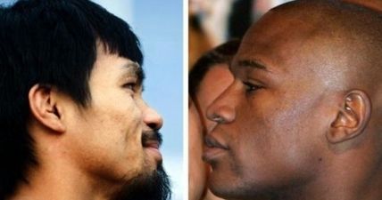Vine: Floyd Mayweather and Manny Pacquiao enjoy a friendly exchange at a Miami Heat game