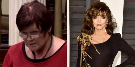 Pic: Hollywood actress Joan Collins confirms she wasn’t arrested at an Irish Water protest in Dublin