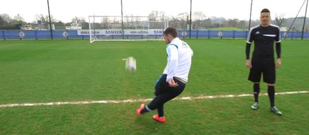 Video: Chelsea star Eden Hazard nails the crossbar challenge with this slick rabona effort